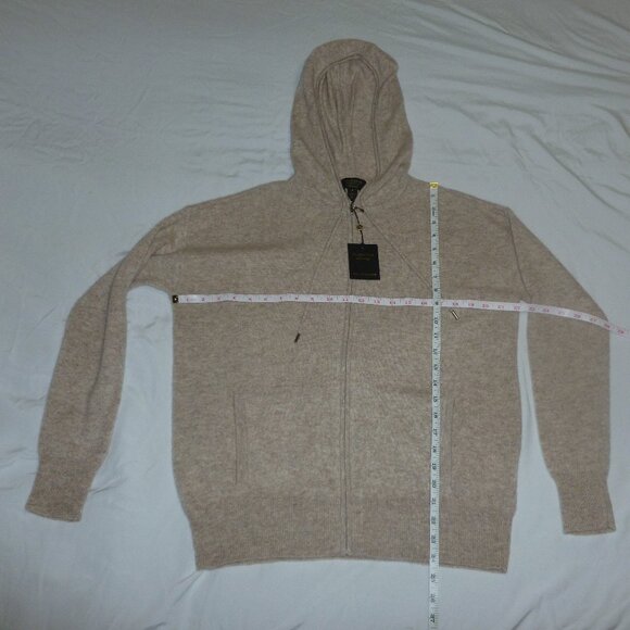 Charter Club Cashmere Long Sleeve Zip Up Hoodie Zipper M Pearl Taupe Cream NWT - Picture 10 of 15
